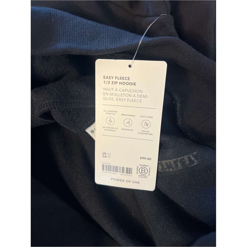 NWT Athleta Easy Forever Fleece‎ 1/2 Zip Hoodie Sweatshirt Black XS - Picture 11 of 11